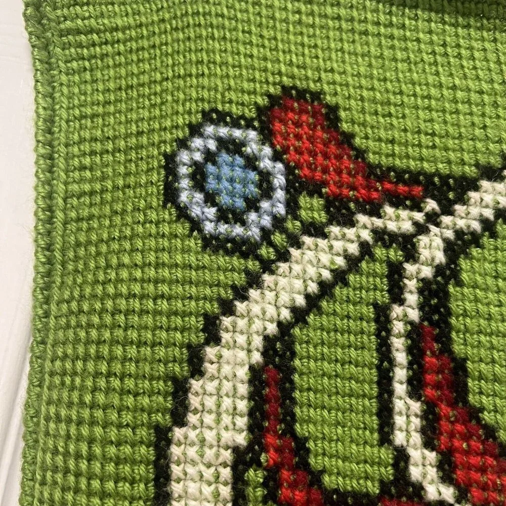 Handmade Afghan Lap Blanket or Table Chair Cover Green‎ Abstract 34 x 25
